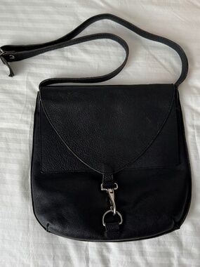 Black Leather Crossbody Bag / Purse